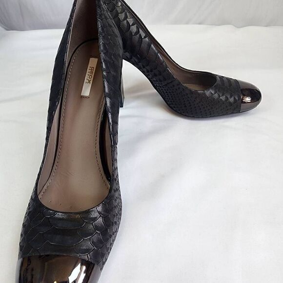 GEOX Respira High Heels Scales Black Block Heel Women's Size 39 (8.5) - Picture 9 of 13